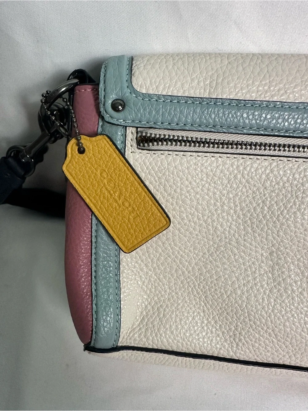 Coach Colorblock Darcy Crossbody Bag in White, Tan & Pink
